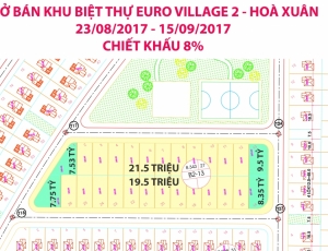 Bán lô biệt thự Hòa Xuân EURO VILAGE 2 đối diện hồ bơi B2-13 Lô 8
