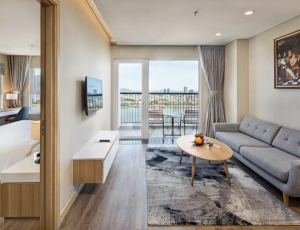 Cho thuê căn hộ F -Home 1PN tòa A VIP 5 Sao sang chảnh,căn góc,view sông tầng cao thoáng mát.0983.750.220